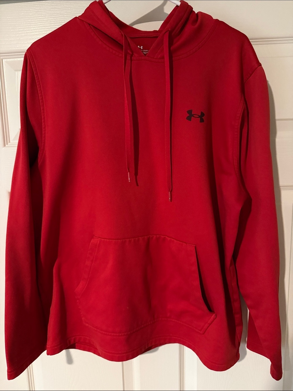 Under Armour Men’s Red Hooded Sweatshirt with Chest Logo